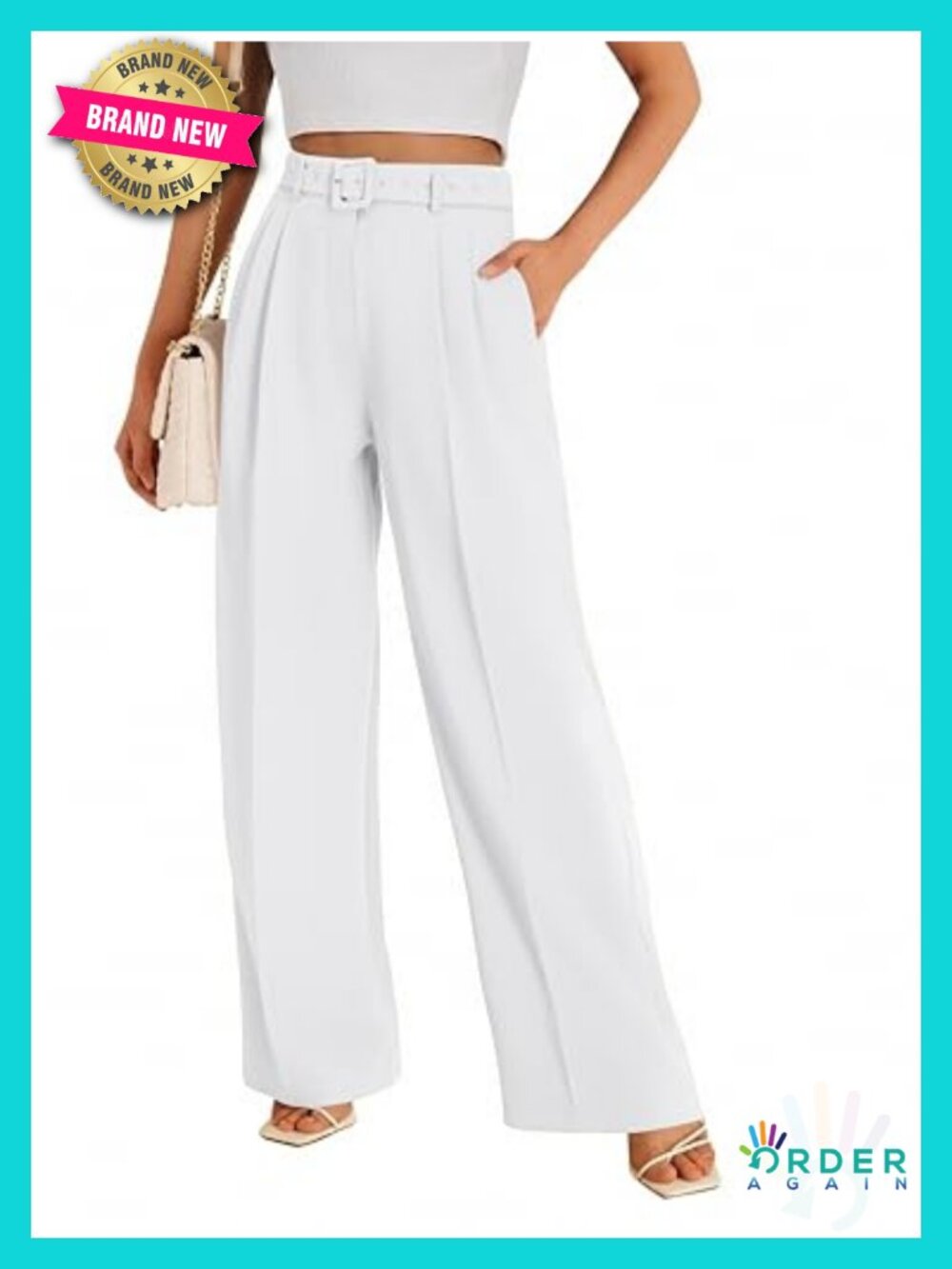 Wide Leg Dress Pants for Women with Belt High Rise Palazzo Trouser Work